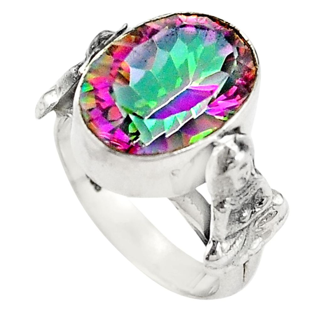 Multi color rainbow topaz 925 sterling silver ring jewelry size 6 d26369