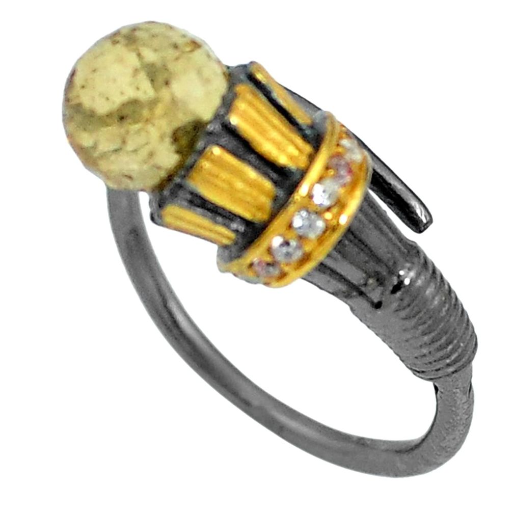 Natural yellow citrine topaz 925 silver adjustable ring jewelry size 9 d26560