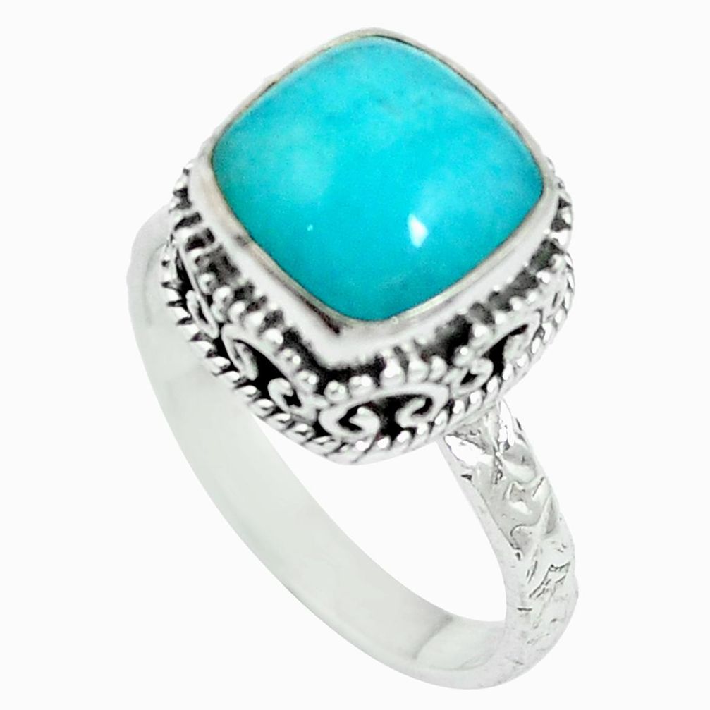 925 silver natural green amazonite (hope stone) ring jewelry size 8 d27151