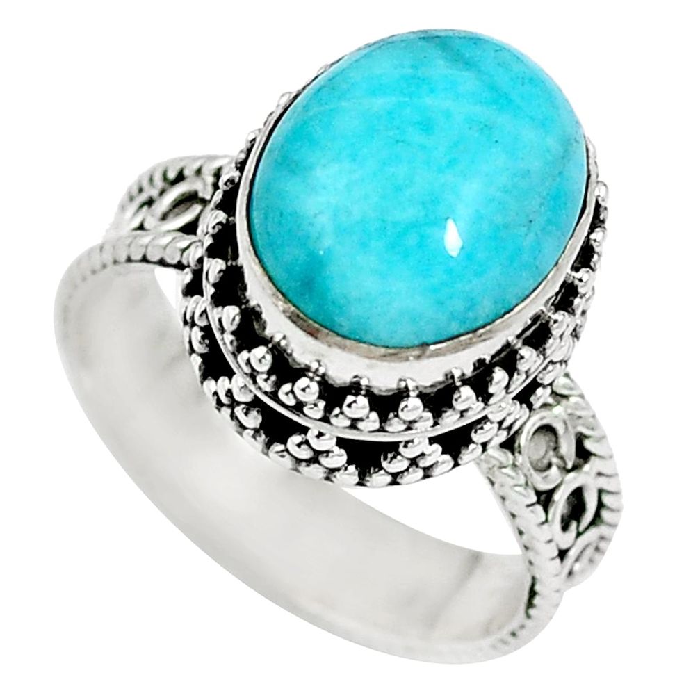 925 silver natural green amazonite (hope stone) ring jewelry size 7 d27159