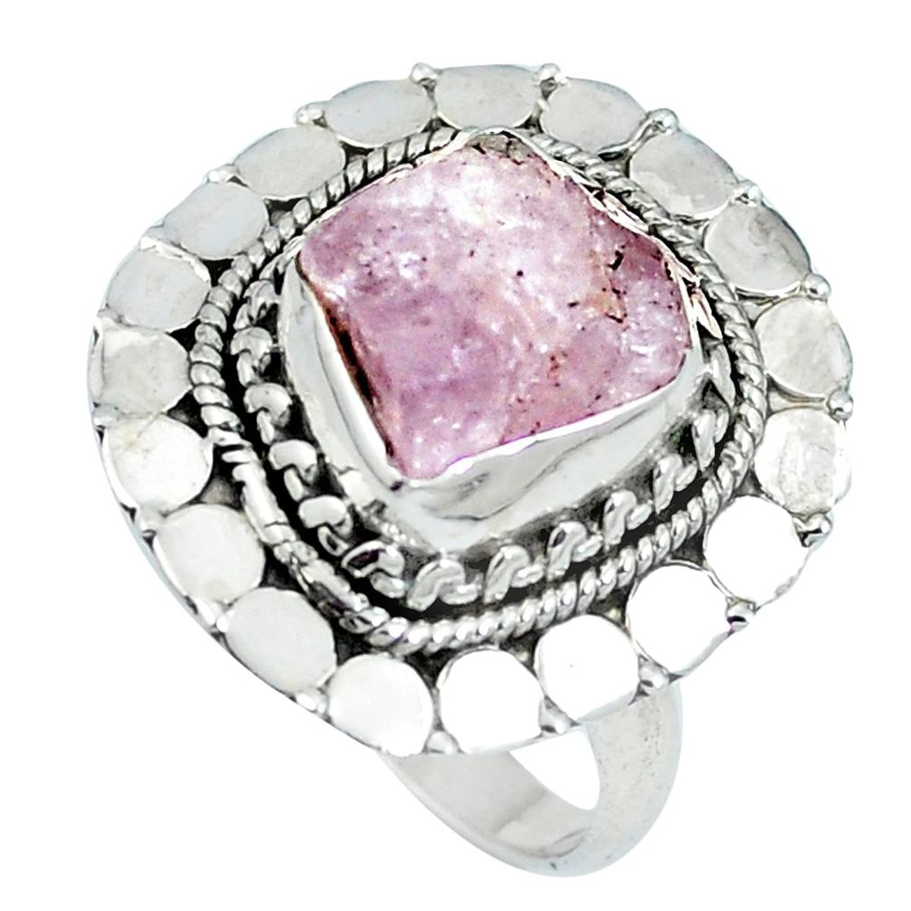 925 sterling silver natural pink morganite rough ring size 8 d27164