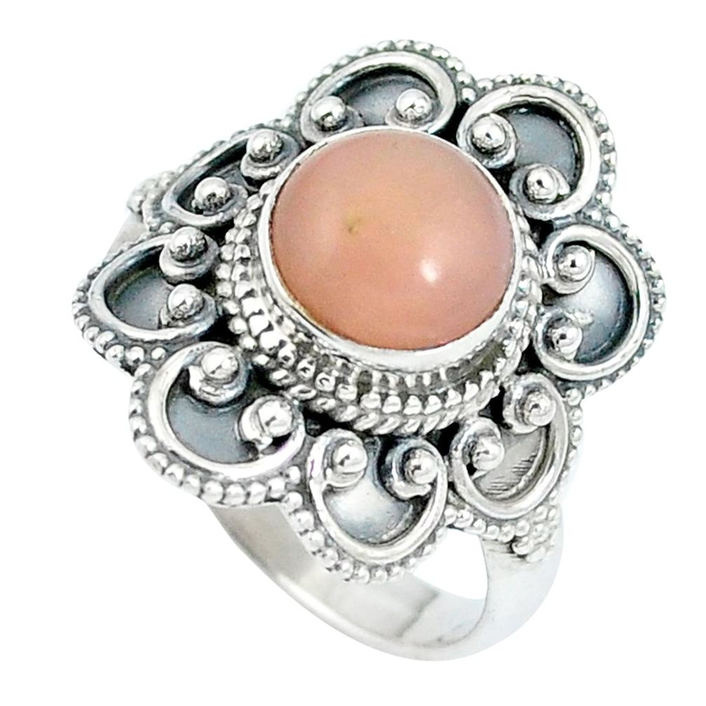 Natural pink opal 925 sterling silver ring jewelry size 6 d27166