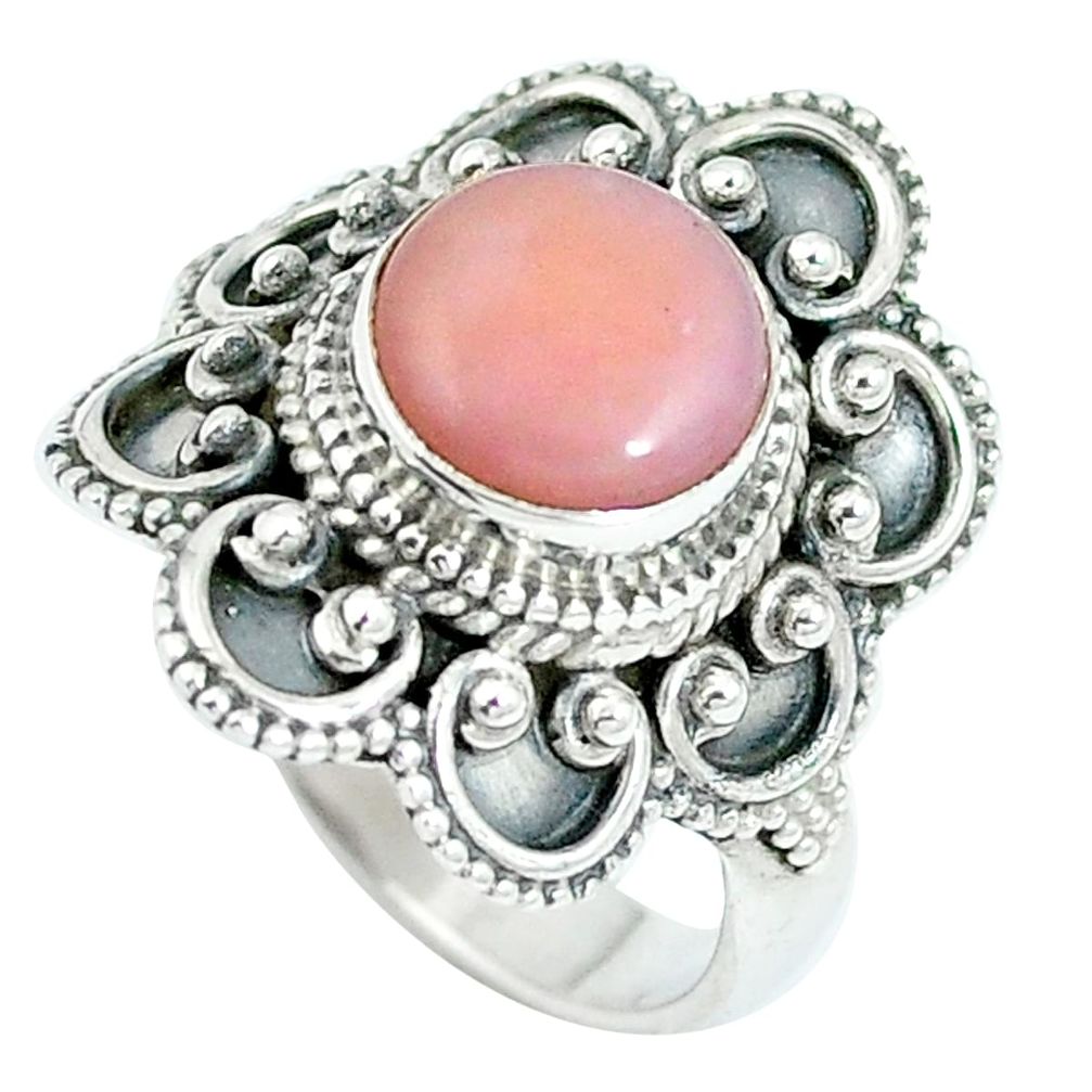 Natural pink opal 925 sterling silver ring jewelry size 6.5 d27169