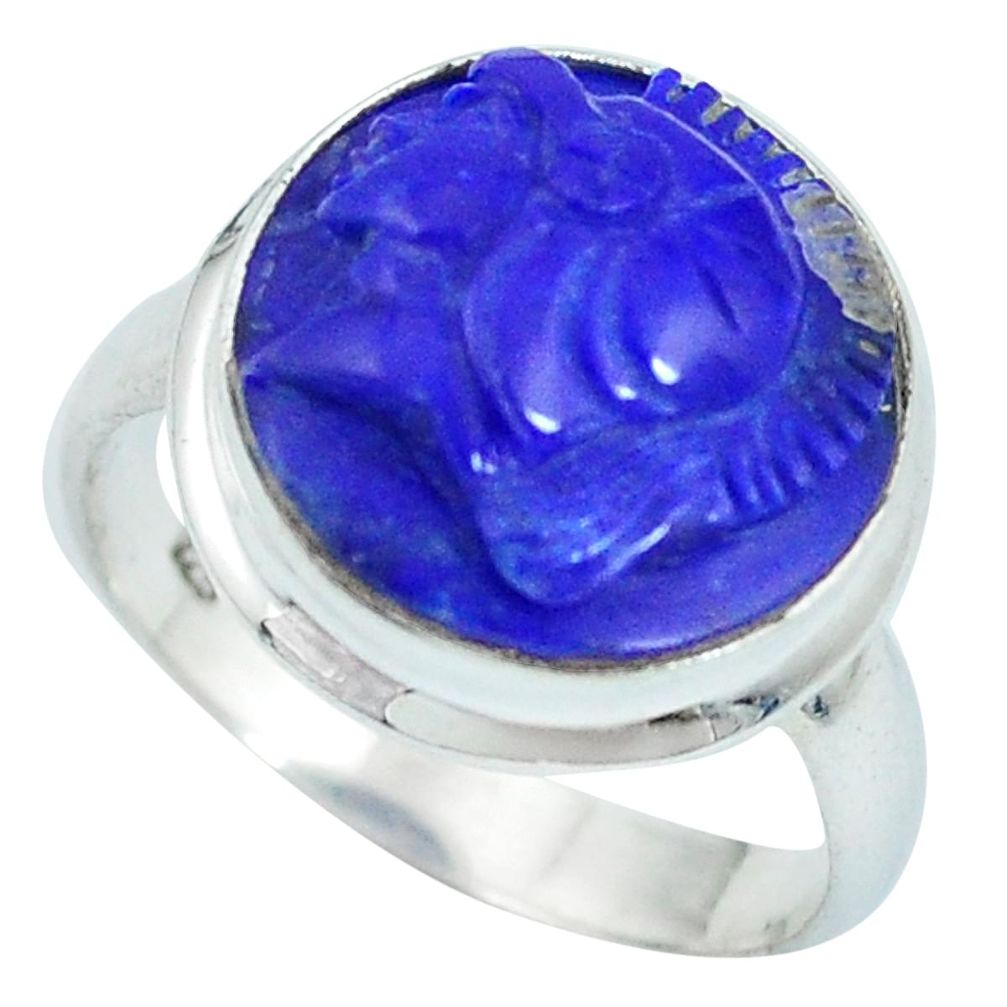 Natural blue lapis lazuli 925 sterling silver flower ring size 8 d27187