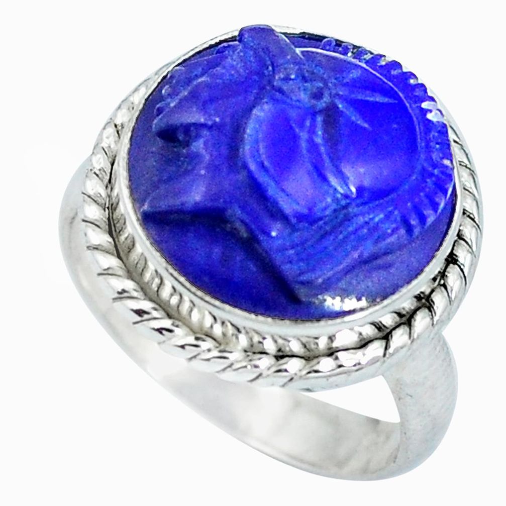 Natural blue lapis lazuli 925 sterling silver flower ring size 7 d27188