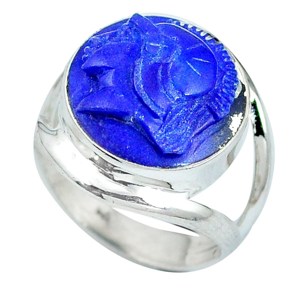 Natural blue lapis lazuli 925 silver flower ring size 6.5 d27191