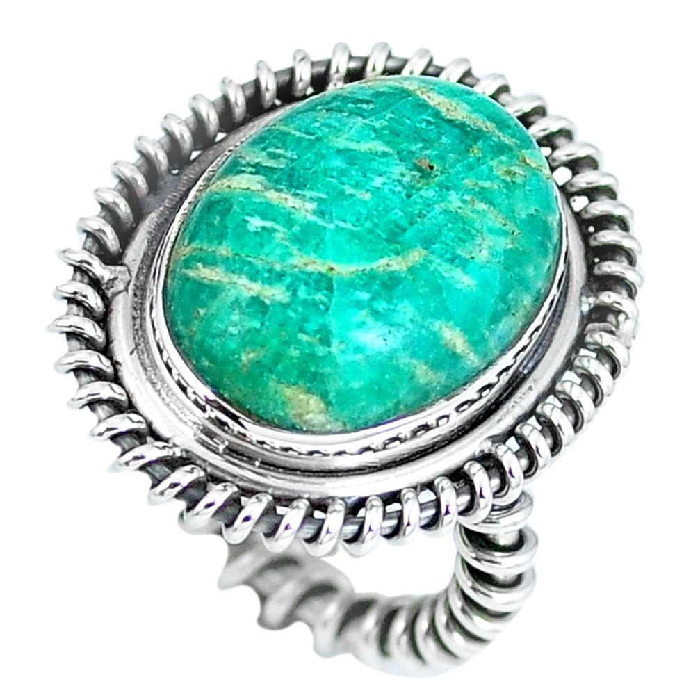 Natural green amazonite (hope stone) 925 silver ring jewelry size 4.5 d27221