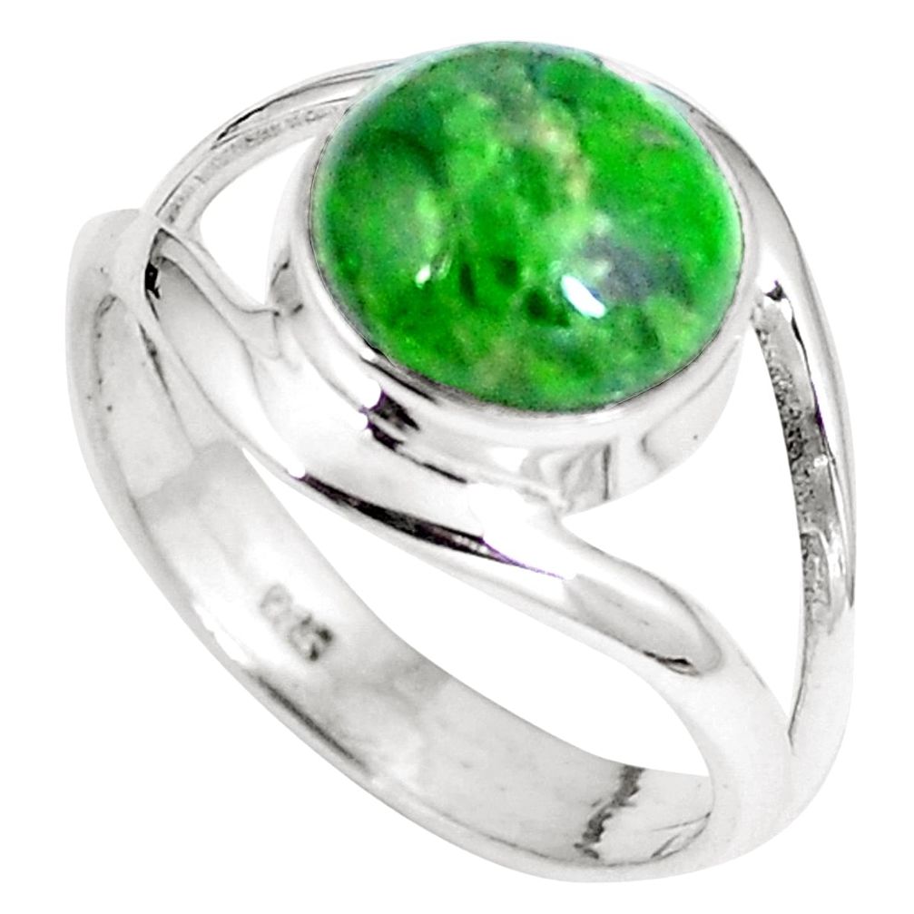 Natural green chrome diopside 925 sterling silver ring size 7.5 d27226