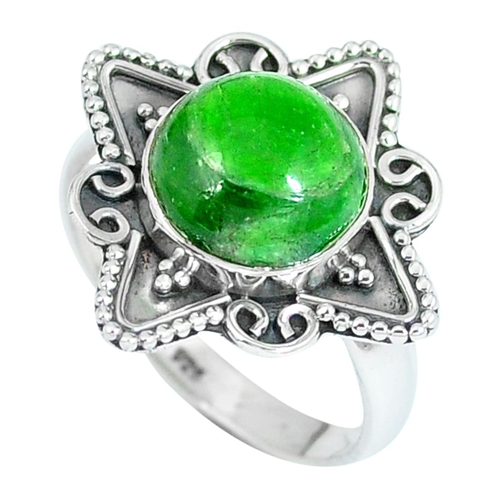 Natural green chrome diopside 925 sterling silver ring size 7.5 d27235