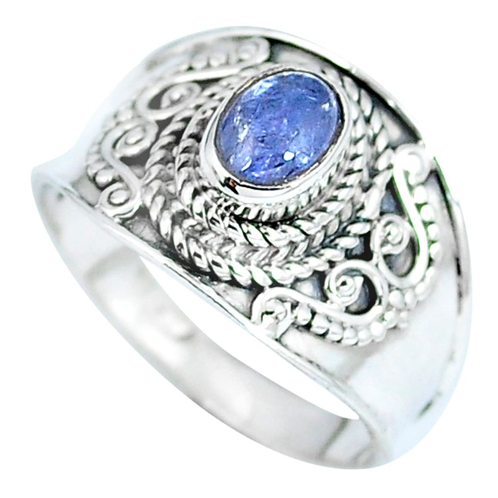 Natural blue tanzanite 925 sterling silver ring jewelry size 8 d27238