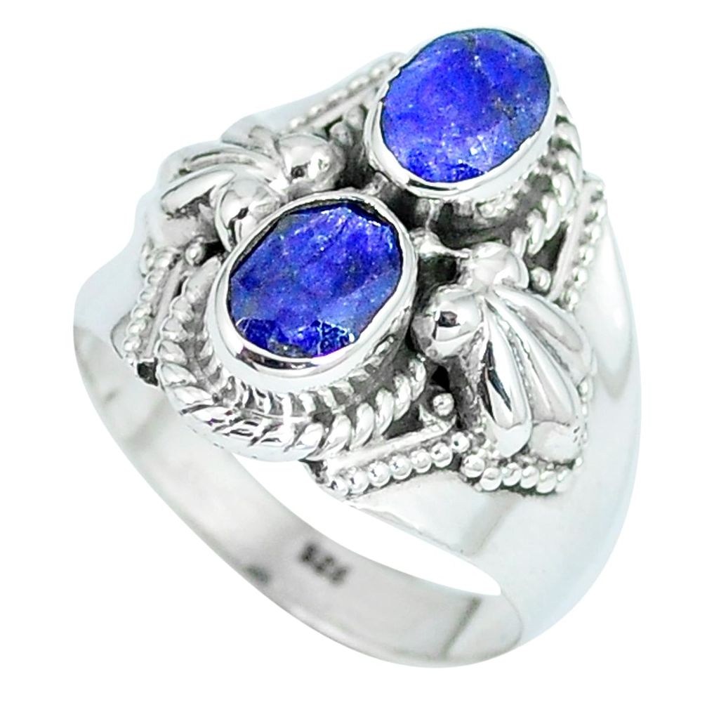 Natural blue sapphire 925 sterling silver ring jewelry size 7 d27240