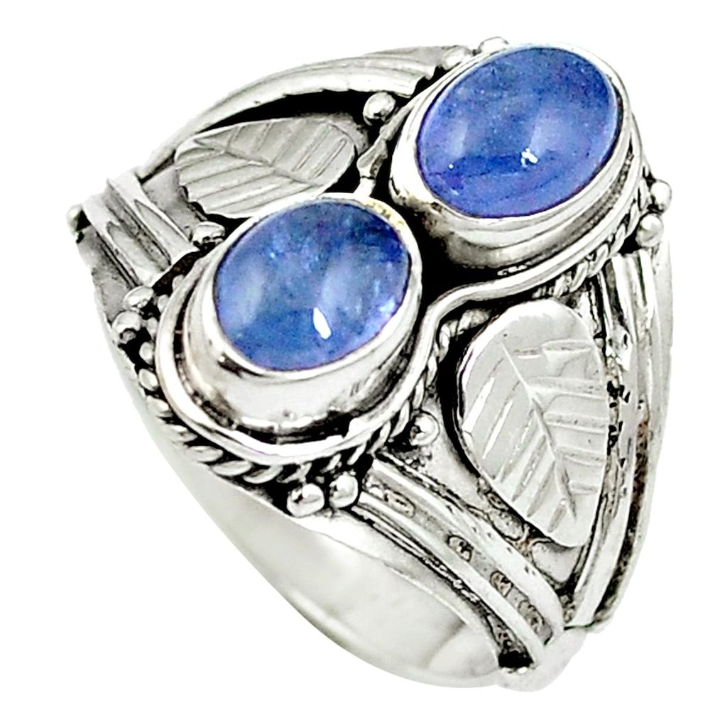 Natural blue tanzanite 925 sterling silver ring jewelry size 7.5 d27262