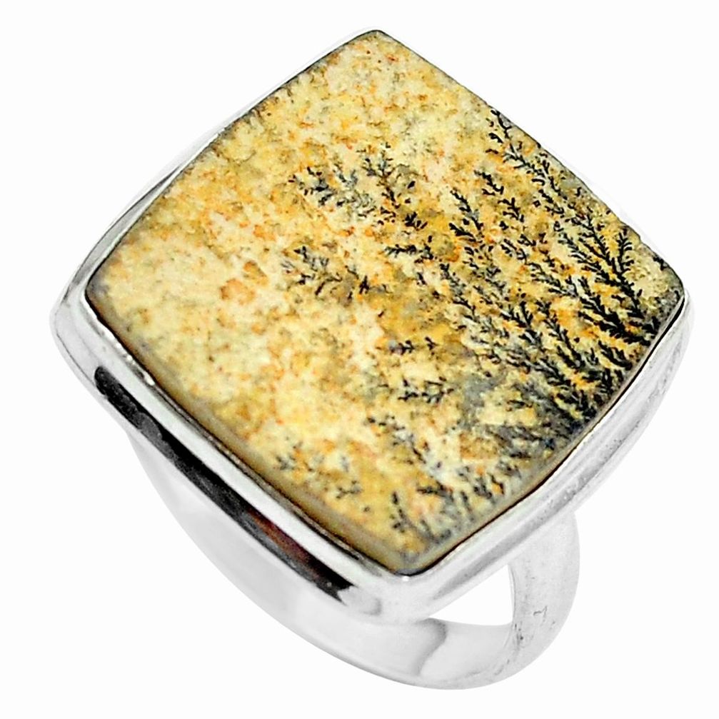 Natural multi color germany psilomelane dendrite 925 silver ring size 9.5 d27267