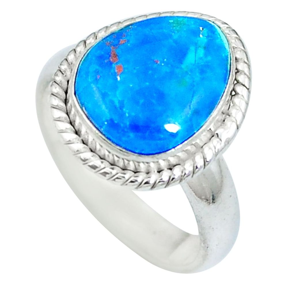 Natural blue opaline 925 sterling silver ring jewelry size 6.5 d27276