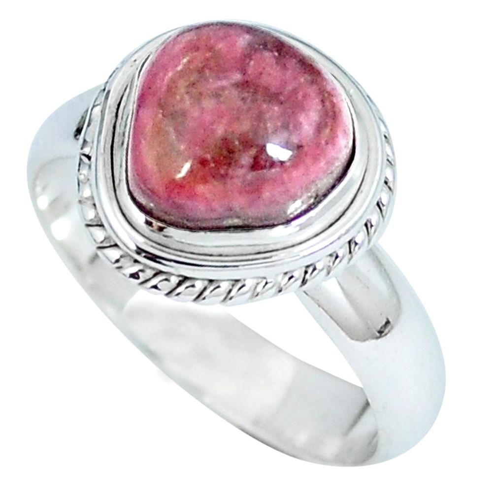 925 sterling silver natural pink bio tourmaline ring jewelry size 7 d27284