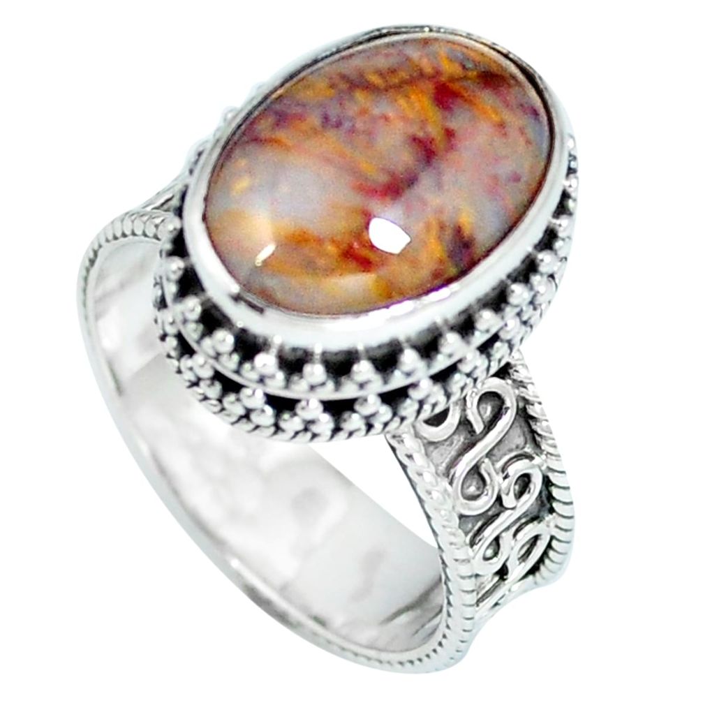 Natural brown pietersite (african) oval shape 925 silver ring size 8 d27289