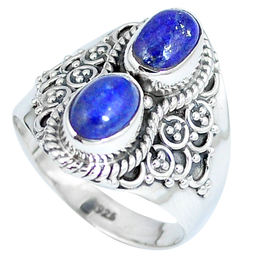 925 sterling silver natural blue lapis lazuli oval ring jewelry size 7 d27300