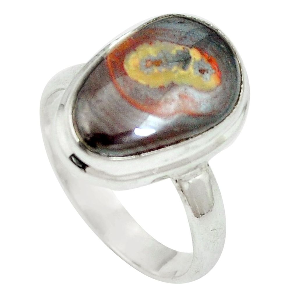 Natural brown boulder opal 925 sterling silver ring size 8 d27352