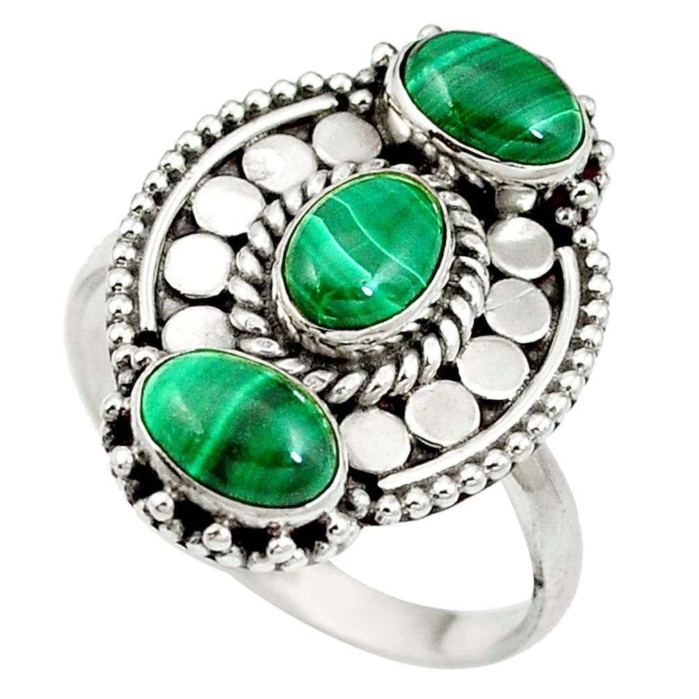 Natural green malachite (pilot's stone) 925 silver ring size 8.5 d27362