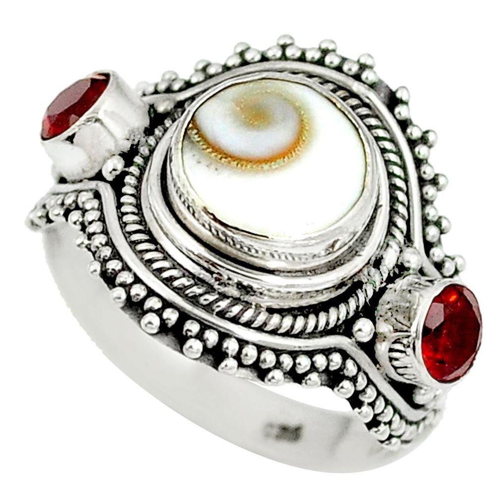 Natural white shiva eye garnet 925 sterling silver ring size 6.5 d27373