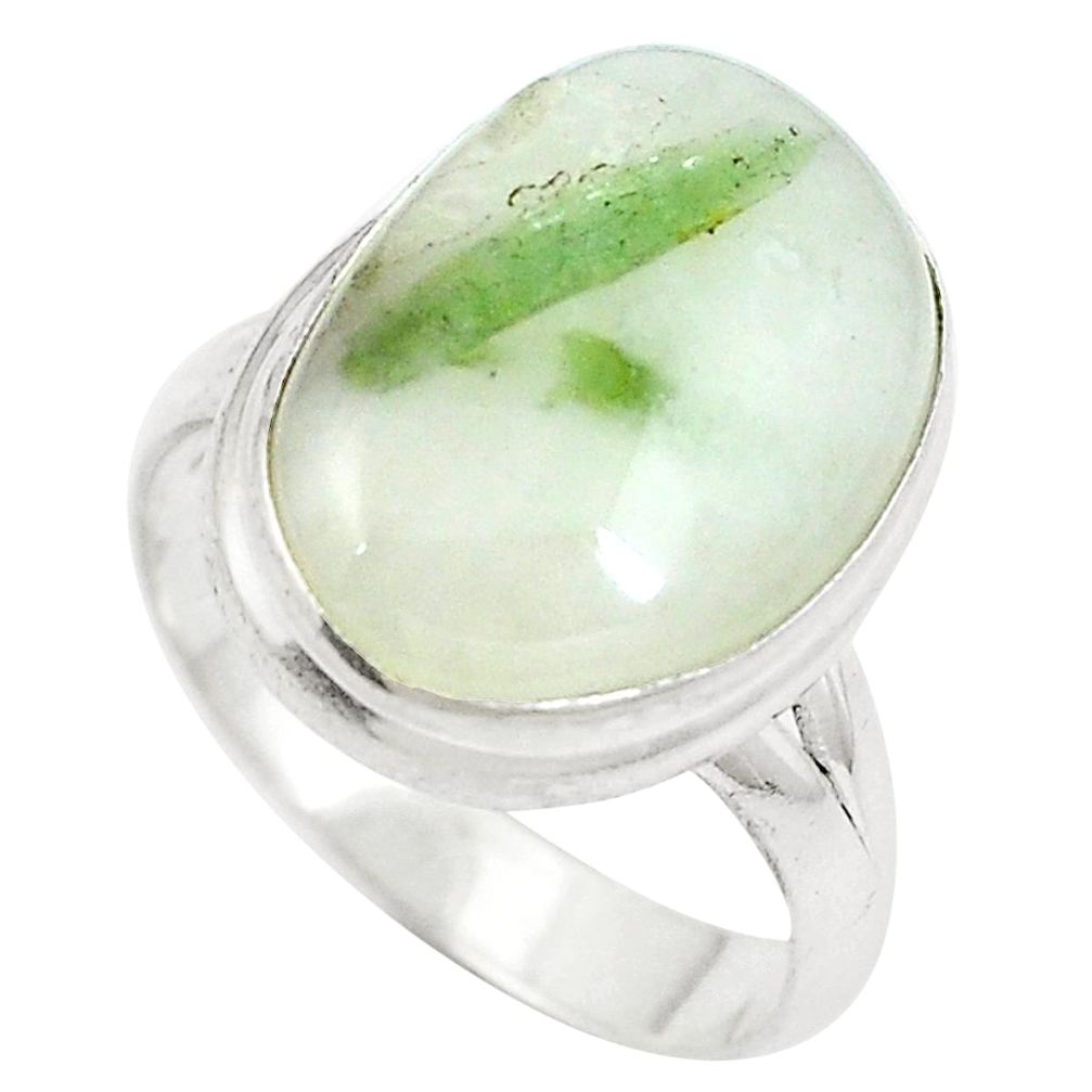 925 sterling silver natural green tourmaline in quartz ring size 8.5 d27429