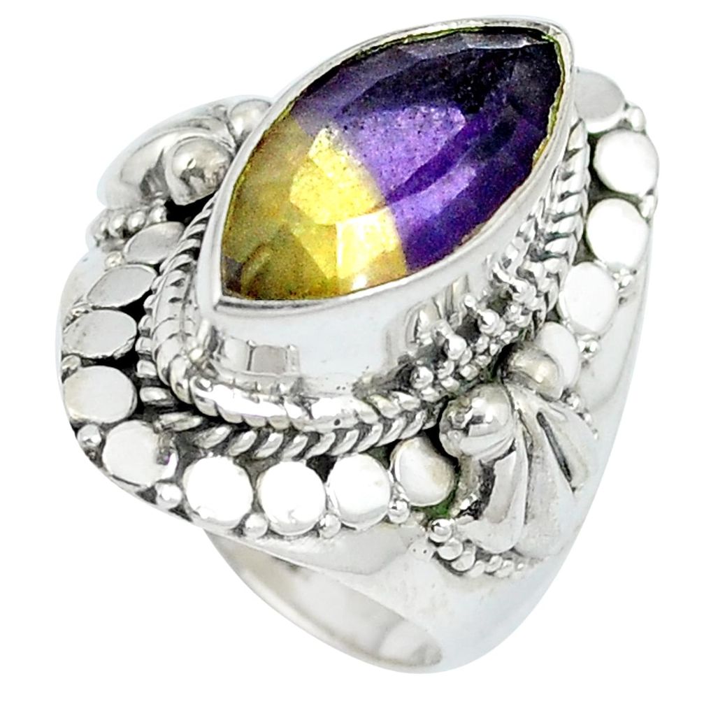 Multi color ametrine (lab) 925 sterling silver ring jewelry size 7 d27432