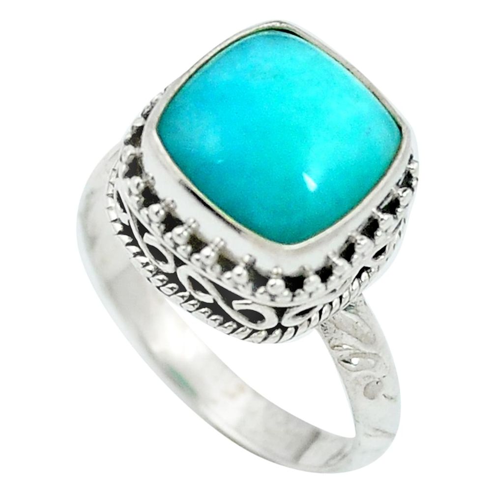 Natural green peruvian amazonite 925 silver ring jewelry size 7.5 d27434