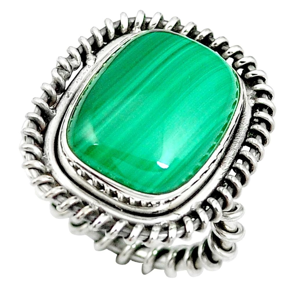 Natural green malachite (pilot's stone) 925 silver ring size 5 d27451