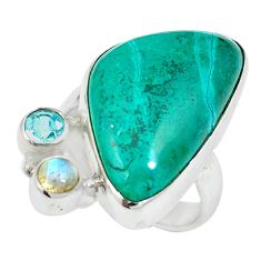 Natural blue chrysocolla labradorite 925 silver ring jewelry size 6 d27482