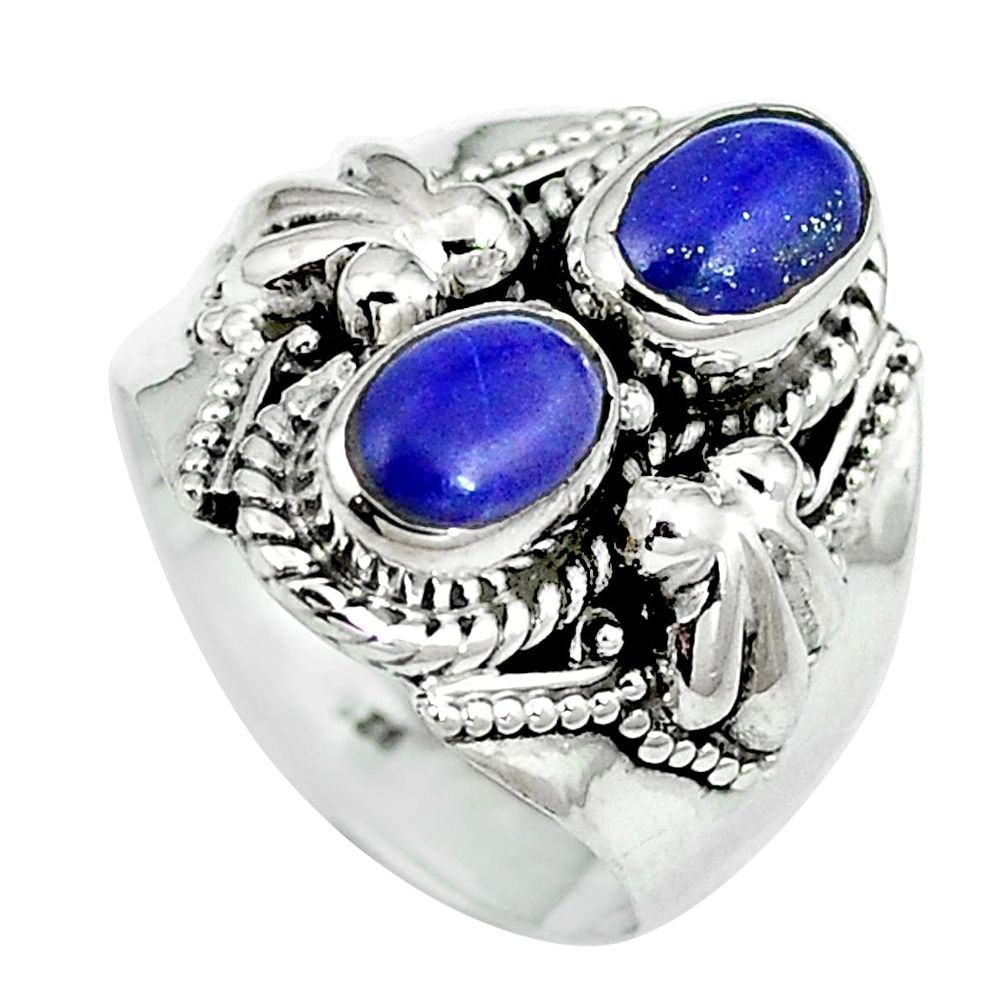 Natural blue lapis lazuli 925 sterling silver ring jewelry size 6.5 d27500