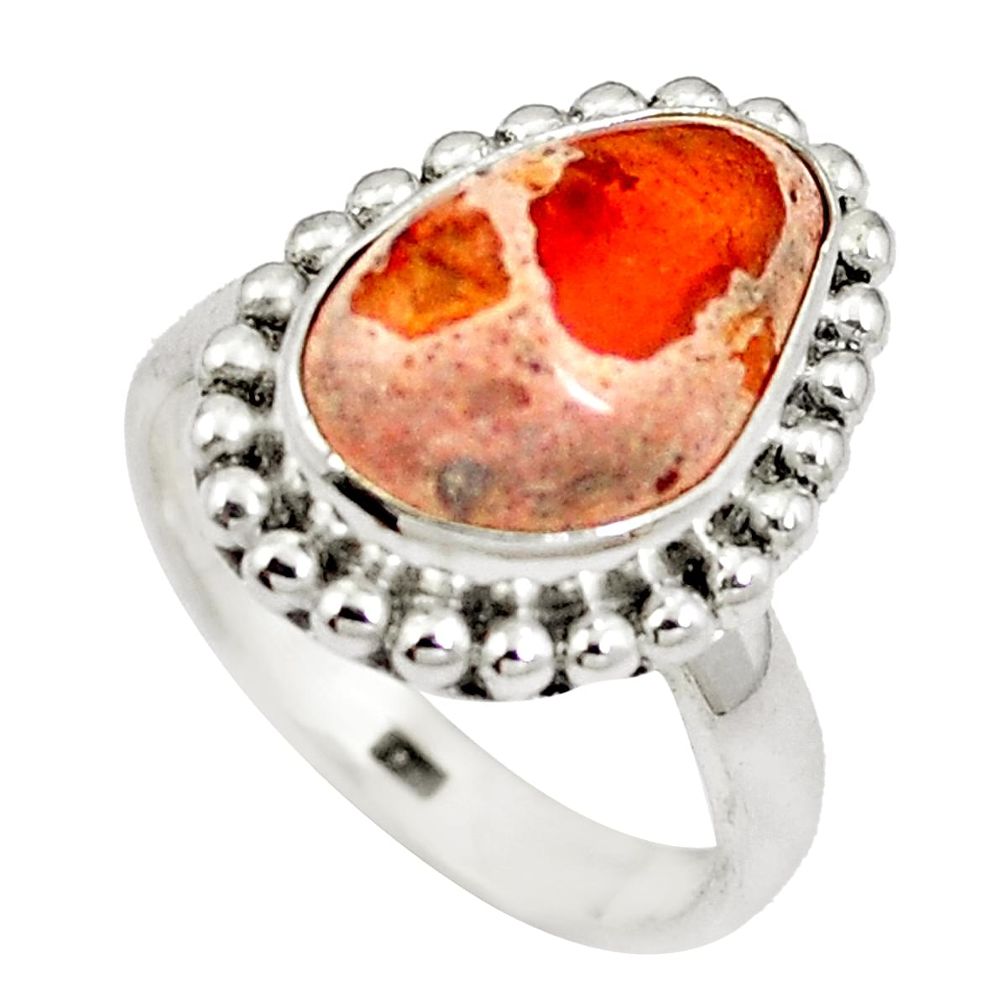 Natural multi color mexican fire opal 925 silver ring jewelry size 6.5 d27510