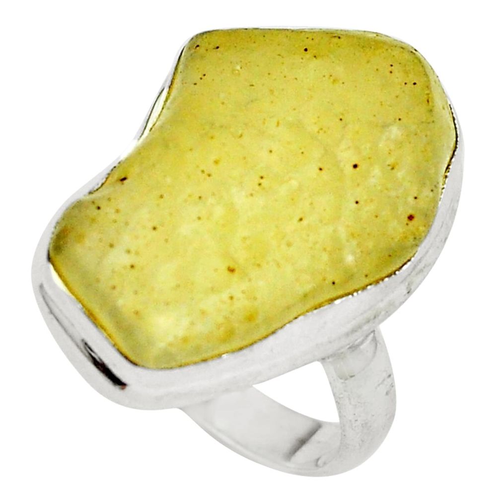 Natural libyan desert glass (gold tektite) 925 silver ring size 7 d27512