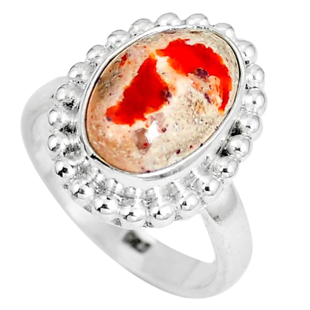 Natural multi color mexican fire opal 925 silver ring jewelry size 5.5 d27989