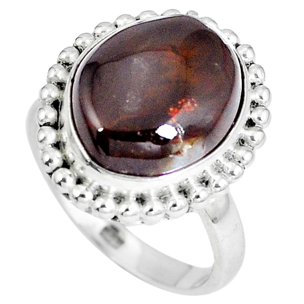 Natural multi color mexican fire agate 925 silver ring size 8.5 d27991