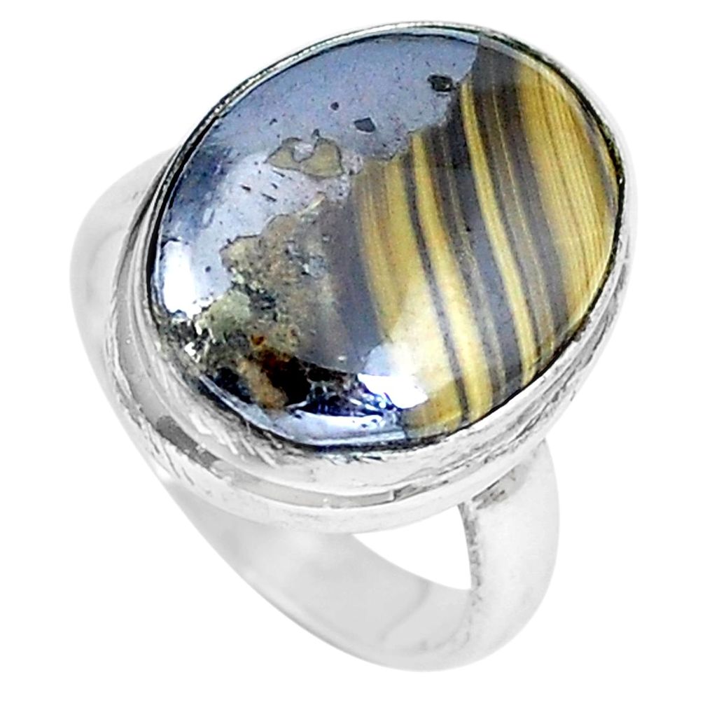 925 silver natural yellow schalenblende polen ring jewelry size 5 d27992