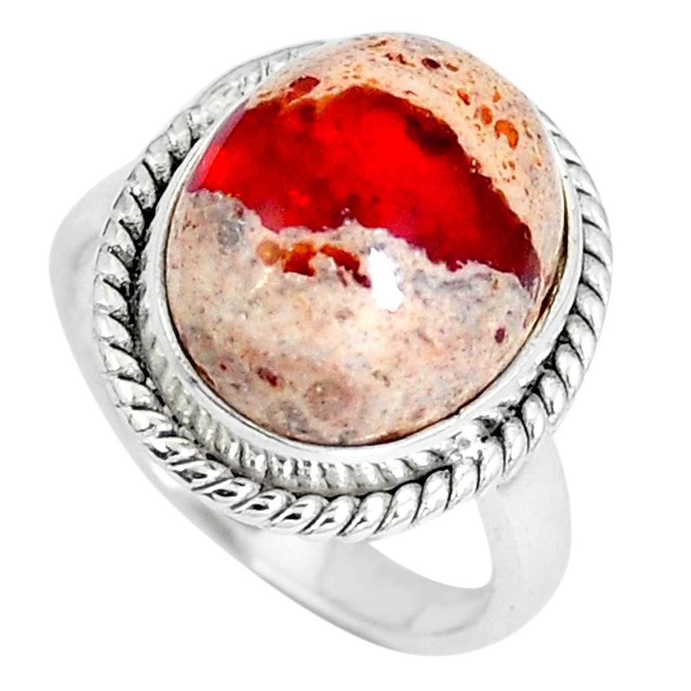Natural multi color mexican fire opal 925 silver ring size 5 d27996