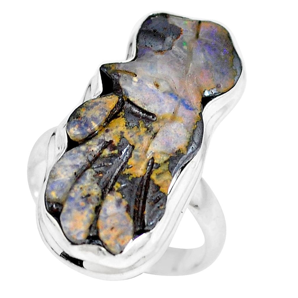 925 sterling silver natural brown boulder opal ring jewelry size 8 d28038