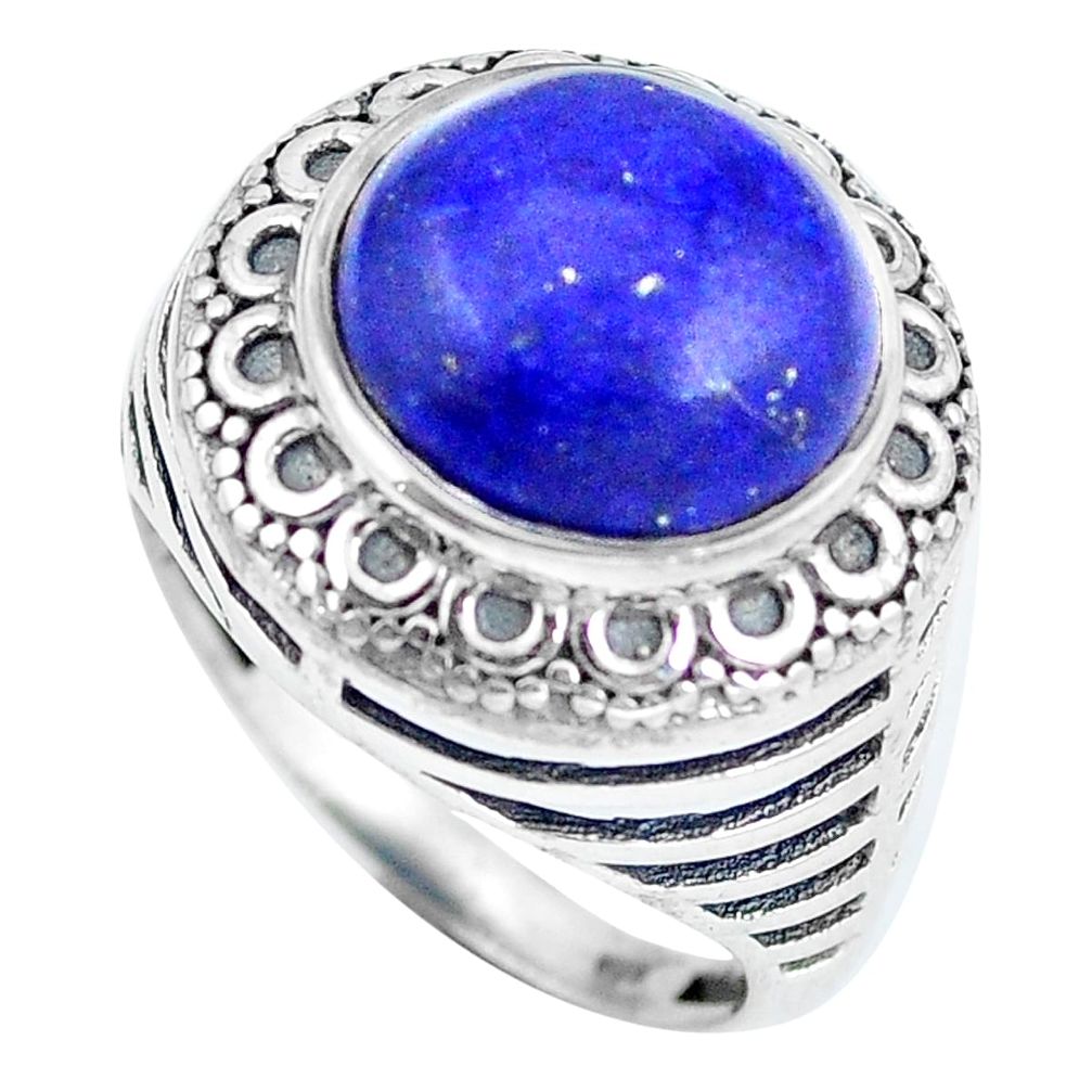 Natural blue lapis lazuli 925 sterling silver ring jewelry size 7.5 d28862