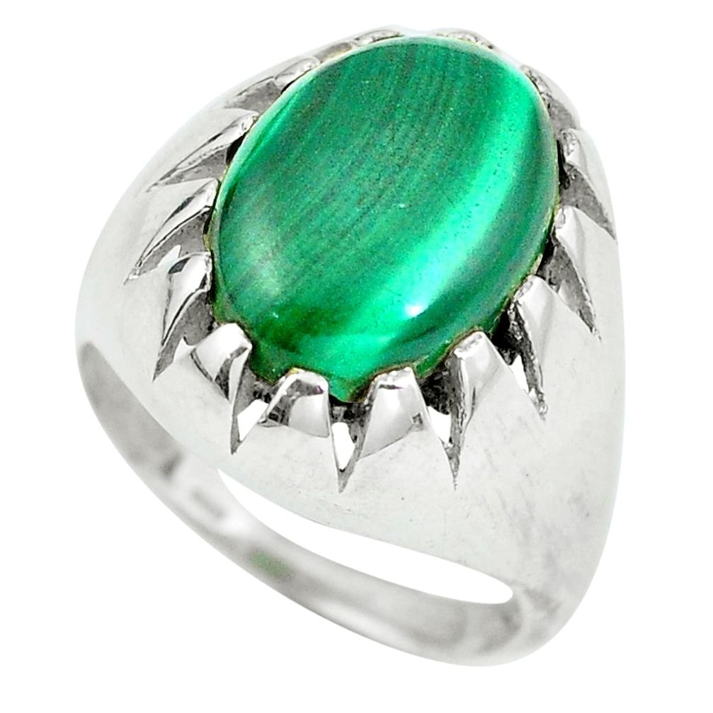 Natural green malachite (pilot's stone) 925 silver ring size 6.5 d28874