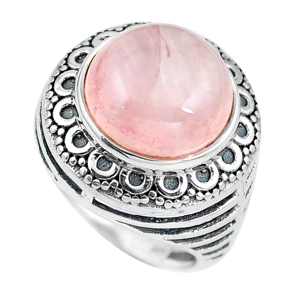 925 sterling silver natural pink rose quartz ring jewelry size 5.5 d28875