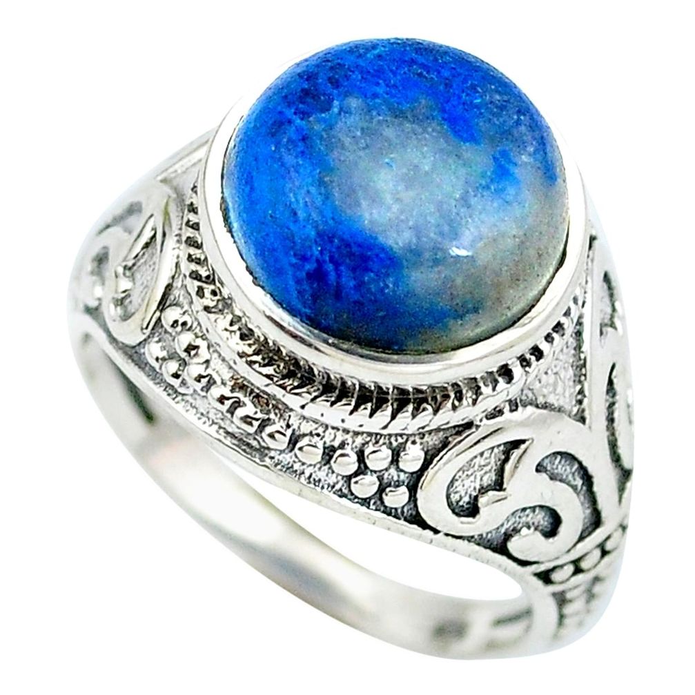 Natural blue shattuckite 925 sterling silver ring jewelry size 7 d28878