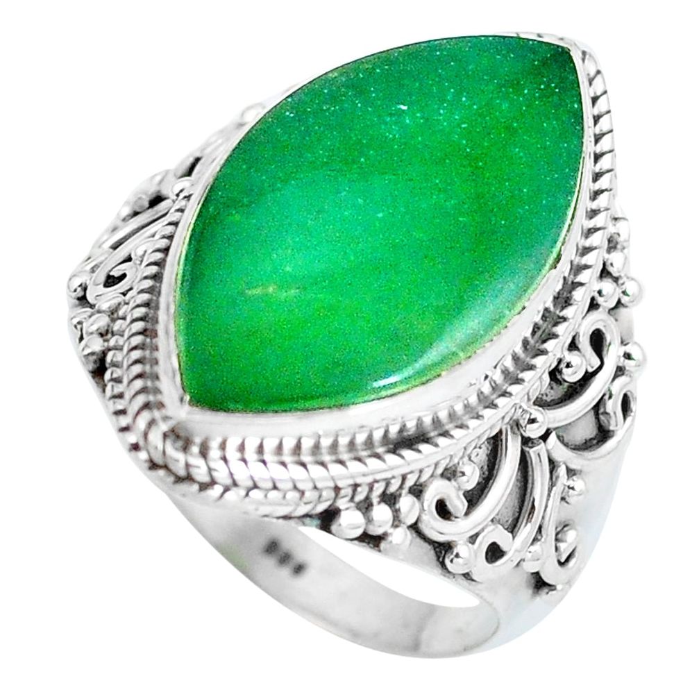 925 sterling silver natural green chalcedony ring jewelry size 7.5 d28910