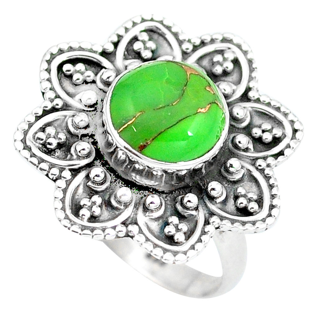 Green copper turquoise 925 sterling silver ring jewelry size 7 d28914