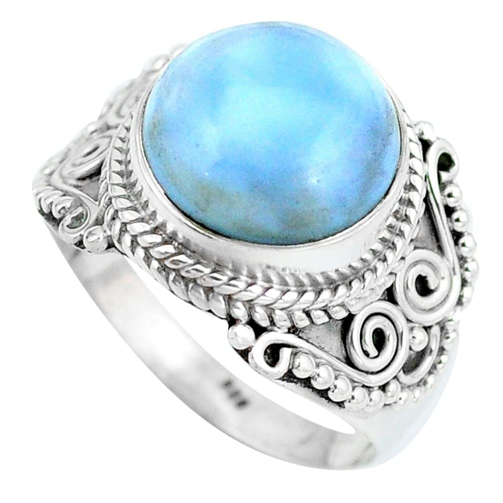 925 sterling silver natural blue owyhee opal round ring jewelry size 7 d28944