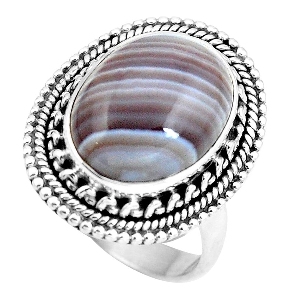 925 sterling silver natural brown botswana agate oval ring size 7 d28957