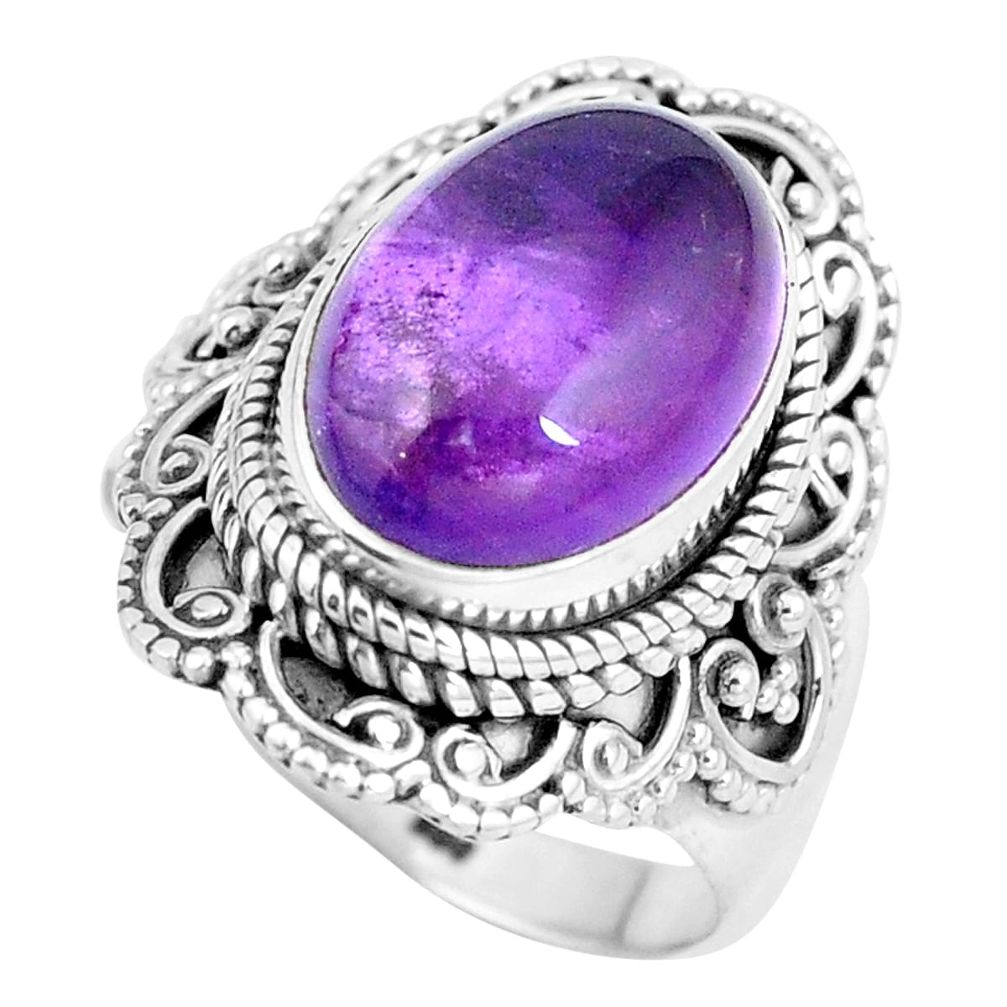 925 sterling silver natural purple amethyst oval ring jewelry size 7 d28965