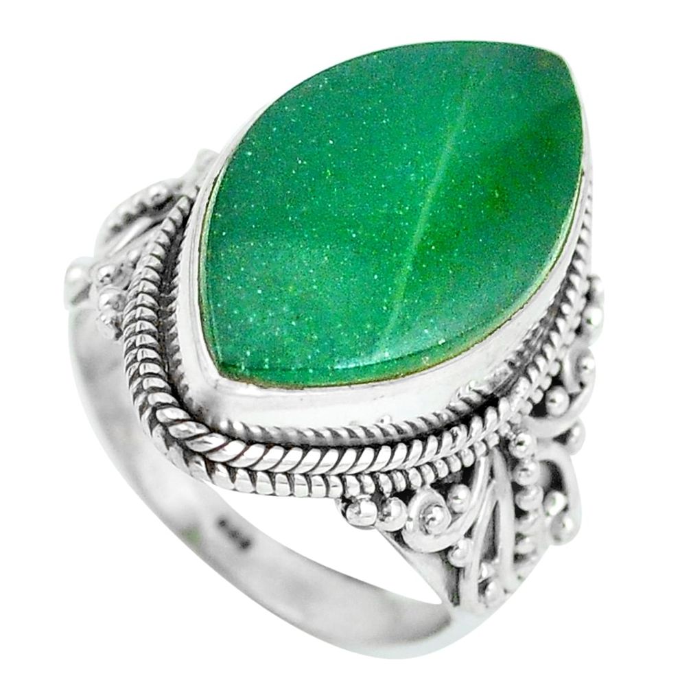 925 sterling silver natural green chalcedony ring jewelry size 7.5 d28973
