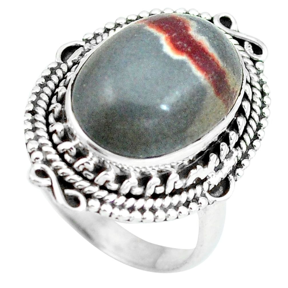Natural grey sonoran dendritic rhyolite 925 silver ring size 6.5 d28978