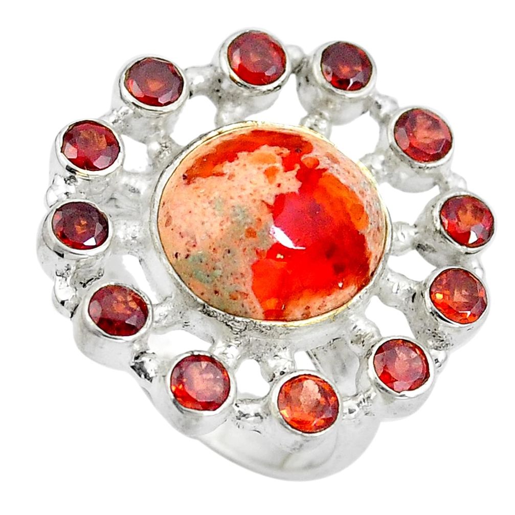 925 silver natural multi color mexican fire opal garnet ring size 7 d29005