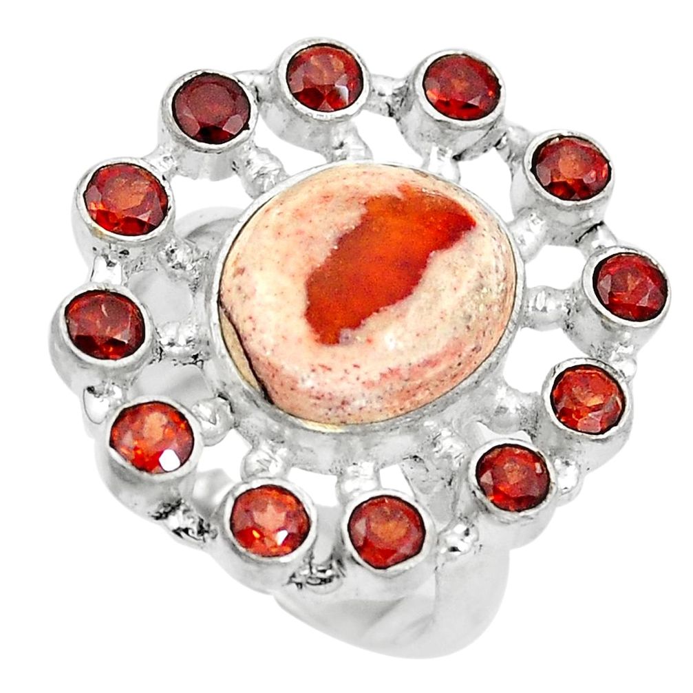 925 silver natural multi color mexican fire opal garnet ring size 7 d29011